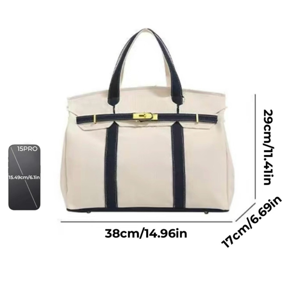 Boatkin Canvas Two-Tone Tote Bag - Gray with Gold Hardware - Picture 6 of 6